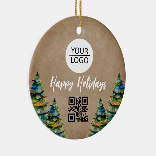 Rustige Voeg je Logo QR Code Aangepaste tekstpromo Keramisch Ornament (Rechts)