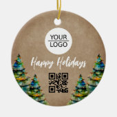 Rustige Voeg je Logo QR Code Aangepaste tekstpromo Keramisch Ornament (Voorkant)