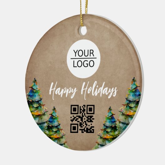 Rustige Voeg je Logo QR Code Aangepaste tekstpromo Keramisch Ornament (Links)