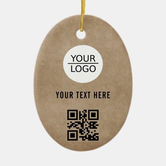 Rustige Voeg je Logo QR Code Aangepaste tekstpromo Keramisch Ornament (Voorkant)