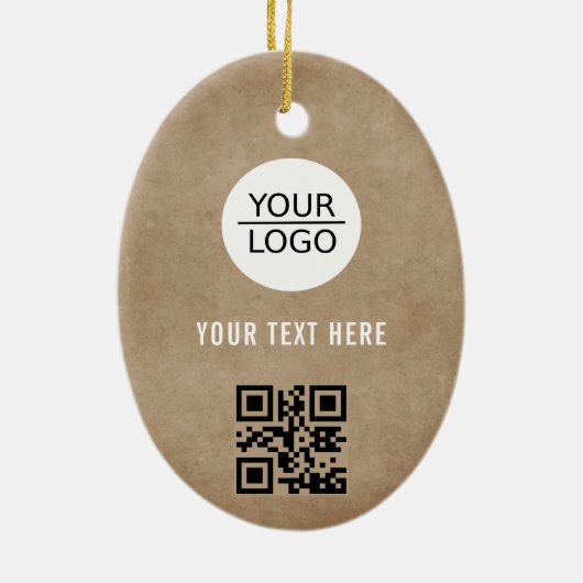 Rustige Voeg je Logo QR Code Aangepaste tekstpromo Keramisch Ornament (Achterkant)
