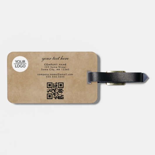 Rustige Voeg Logo QR Code Aangepaste tekstpromotie Bagagelabel (Achterkant horizontaal)