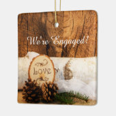 Rustige vogelboom en Verloving van Barn Wood Keramisch Ornament (Links)