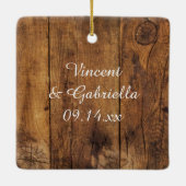 Rustige vogelboom en Verloving van Barn Wood Keramisch Ornament (Achterkant)