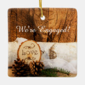 Rustige vogelboom en Verloving van Barn Wood Keramisch Ornament (Voorkant)