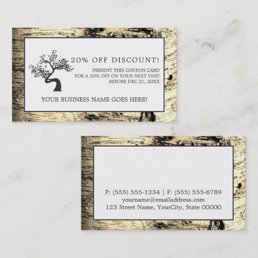 Rustige vogelboom, korting op voucher (Voorkant / Achterkant)