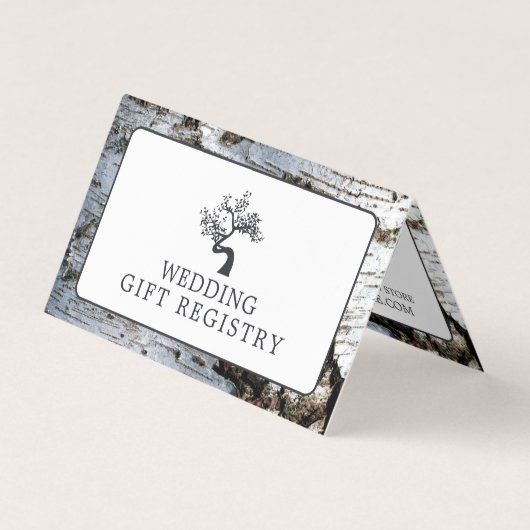 Rustige vogelboom met foto-kaartje voor cadeau visitekaartje (Voorkant)