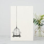 Rustige  vogelkooi briefpapier (Staand voorkant)