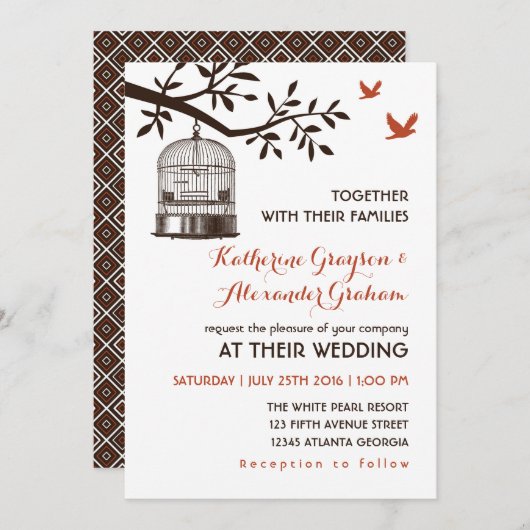 Rustige  Vogelkooi Wit Weddenschap Kaart (Voorkant / Achterkant)