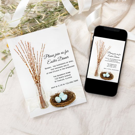 Rustige vogelnesteieren Paasdiner Kaart