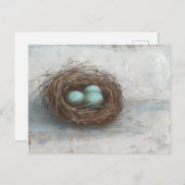 Rustige vogelnesttest - blauw briefkaart (Voorkant / Achterkant)