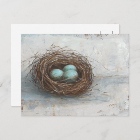 Rustige vogelnesttest - blauw briefkaart (Voorkant / Achterkant)