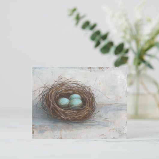 Rustige vogelnesttest - blauw briefkaart (Staand voorkant)