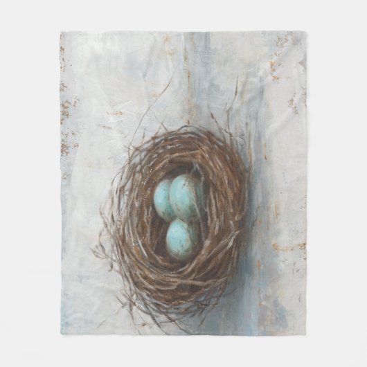Rustige vogelnesttest - blauw fleece deken (Voorkant)