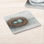 Rustige vogelnesttest - blauw kartonnen onderzetters (Schuin)