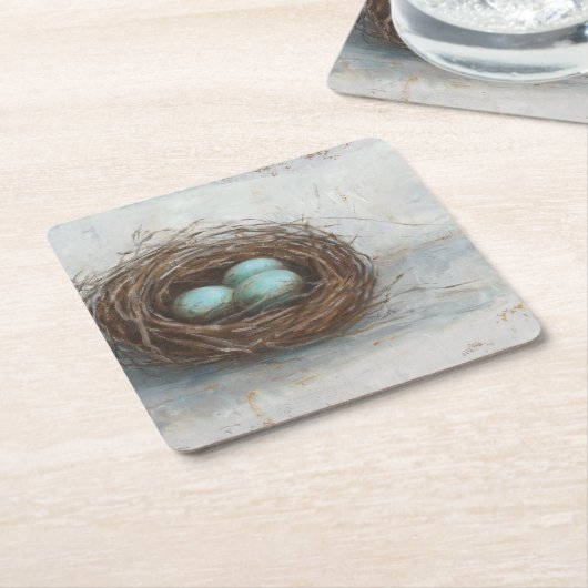 Rustige vogelnesttest - blauw kartonnen onderzetters (Schuin)