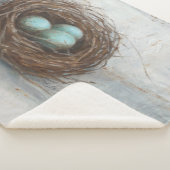 Rustige vogelnesttest - blauw sherpa deken (3/4)