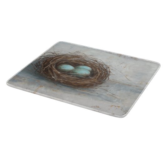 Rustige vogelnesttest - blauw snijplank (Hoek)