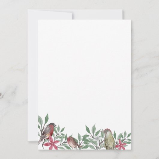 Rustige vogels botanische uitnodiging (Achterkant)