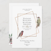 Rustige vogels botanische  uitnodiging (Voorkant / Achterkant)