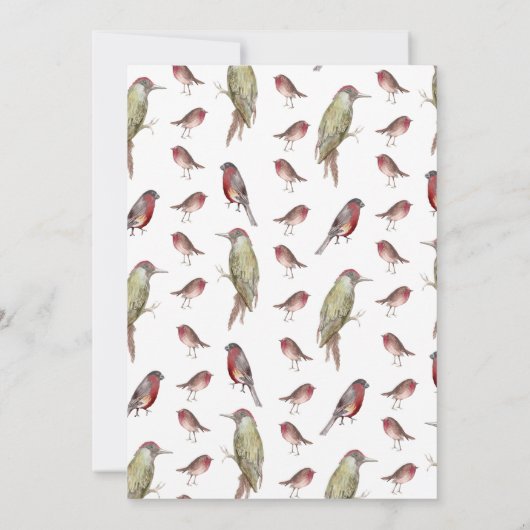 Rustige vogels botanische  uitnodiging (Achterkant)