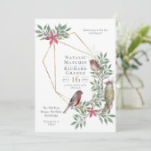 Rustige vogels botanische  uitnodiging (Staand voorkant)