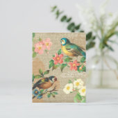 Rustige vogels en bloemen Shabby Elegance Briefkaart (Staand voorkant)