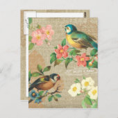 Rustige vogels en bloemen Shabby Elegance Briefkaart (Voorkant / Achterkant)