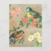 Rustige vogels en bloemen Shabby Elegance Briefkaart (Voorkant)