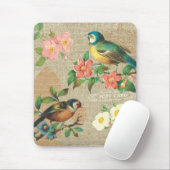Rustige  vogels en bloemen Shabby Elegance Muismat (Met muis)
