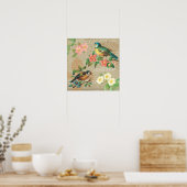 Rustige  vogels en bloemen Shabby Elegance Poster (Keuken)
