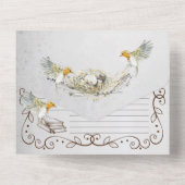 Rustige vogels en nestWaterverf Baby Sprinkle All In One Uitnodiging (Achterkant)