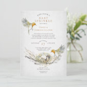 Rustige vogels en nestWaterverf Baby Sprinkle Kaart (Staand voorkant)