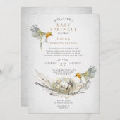 Rustige vogels en nestWaterverf Baby Sprinkle Kaart (Voorkant / Achterkant)