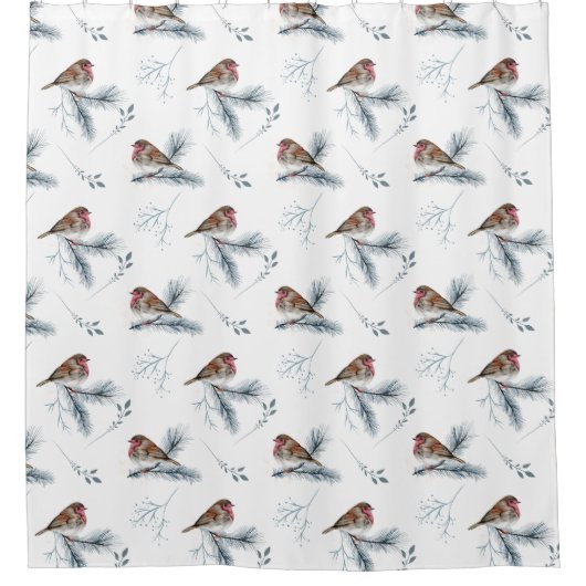 Rustige vogels en pijnboomgaarden douchegordijn (Voorkant)