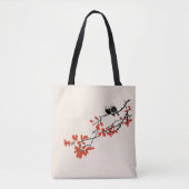 Rustige vogels op boomvertakking met rode bladeren tote bag (Voorkant)