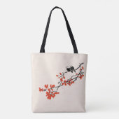 Rustige vogels op boomvertakking met rode bladeren tote bag (Achterkant)