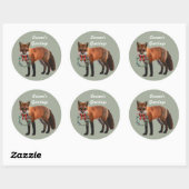 Rustige Vos Ronde Kerststicker, Glanzend Sticker (Vel)