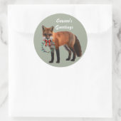 Rustige Vos Ronde Kerststicker, Glanzend Sticker (Tas)