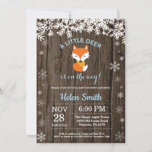 Rustige Vos Winter Jongens Baby Shower Kaart