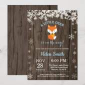 Rustige Vos Winter Jongens Baby Shower Kaart (Voorkant / Achterkant)