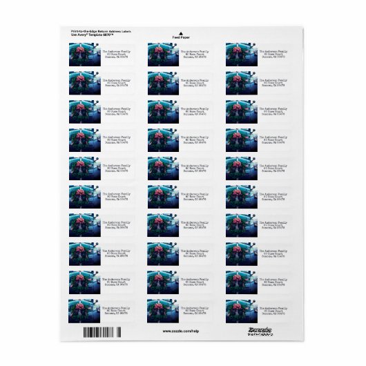 Rustige  vrachtwagen met grote kerstmis etiket (Full Sheet)