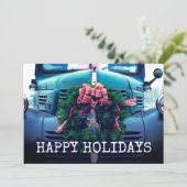 Rustige vrachtwagen met schroef feestdagenkaart (Staand voorkant)