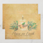 Rustige vrede op aarde Kandle Winter Botanisch Feestdagenkaart (Voorkant / Achterkant)