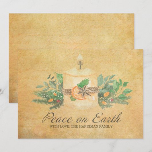 Rustige vrede op aarde Kandle Winter Botanisch Feestdagenkaart (Voorkant / Achterkant)
