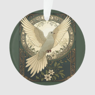 Rustige Vredesduif En Natuur Illustratie Ornament