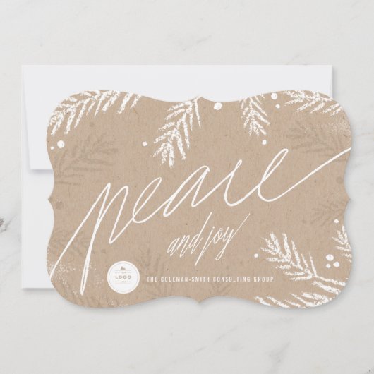 Rustige, vredige en handige handschriftenbedrijven feestdagenkaart (Voorkant)