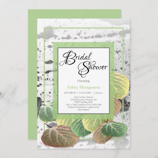 Rustige Vrijgezellenfeest Aspen Bark en Bladeren Kaart (Voorkant / Achterkant)