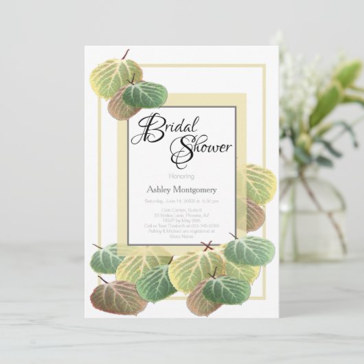 Rustige Vrijgezellenfeest Aspen Bark en Bladeren Kaart (Staand voorkant)