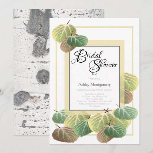 Rustige Vrijgezellenfeest Aspen Bark en Bladeren Kaart (Voorkant / Achterkant)